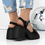 Sandale Dama cu Toc si Platforma 3GZ90 Negru » meishop.life