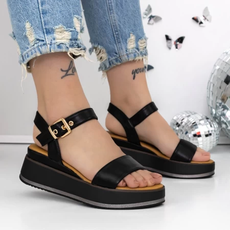 Sandale Dama cu Platforma 3GZ60 Negru » meishop.life