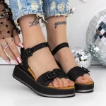 Sandale Dama cu Platforma 3GZ58 Negru » meishop.life