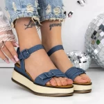 Sandale Dama cu Platforma 3GZ58 Albastru » meishop.life