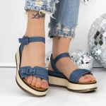Sandale Dama cu Platforma 3GZ58 Albastru » meishop.life