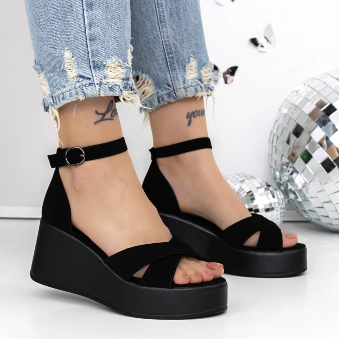 Sandale Dama cu Platforma 3Y12 Negru » meishop.life