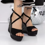 Sandale Dama cu Platforma 3HXS77 Negru » meishop.life