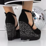 Sandale Dama cu Platforma 3HXS77 Negru » meishop.life