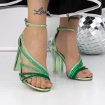 Sandale Dama cu Toc 3XKK126 Verde » meishop.life