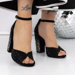 Sandale Dama cu Toc 3XKK151 Negru » meishop.life