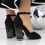 Sandale Dama cu Toc 3XKK151 Negru » meishop.life