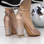 Sandale Dama cu Toc 3XKK151 Champagne » meishop.life