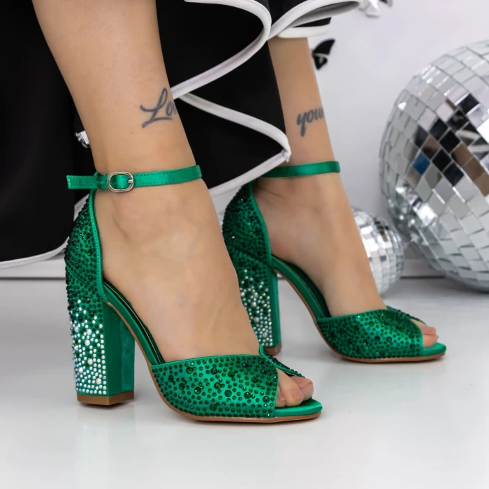 Sandale Dama cu Toc 3XKK151 Verde » meishop.life