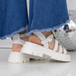 Sandale Dama cu Talpa Joasa 3HXS52 Alb » meishop.life