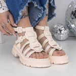 Sandale Dama cu Talpa Joasa 3HXS52 Bej » meishop.life