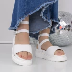 Sandale Dama cu Talpa Joasa 3HXS56 Alb » meishop.life