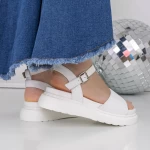 Sandale Dama cu Talpa Joasa 3HXS56 Alb » meishop.life