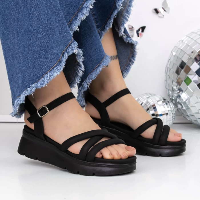 Sandale Dama cu Talpa Joasa 3HXS58 Negru » meishop.life