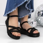 Sandale Dama cu Talpa Joasa 3HXS58 Negru » meishop.life