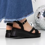 Sandale Dama cu Talpa Joasa 3HXS58 Negru » meishop.life