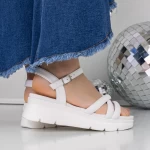 Sandale Dama cu Talpa Joasa 3HXS58 Alb » meishop.life