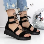 Sandale Dama cu Platforma 3HXS69 Negru » meishop.life