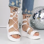 Sandale Dama cu Platforma 3HXS69 Alb » meishop.life