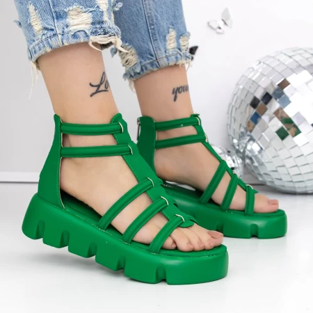 Sandale Dama cu Platforma 3HXS70 Verde » meishop.life