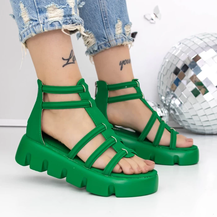 Sandale Dama cu Platforma 3HXS70 Verde » meishop.life