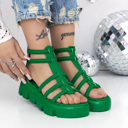 Sandale Dama cu Platforma 3HXS70 Verde » meishop.life