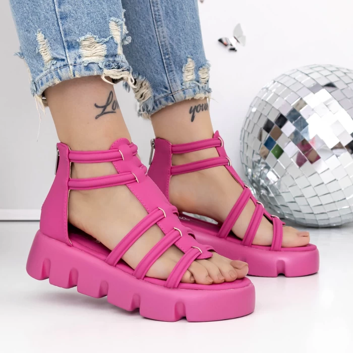 Sandale Dama cu Platforma 3HXS70 Roz » meishop.life