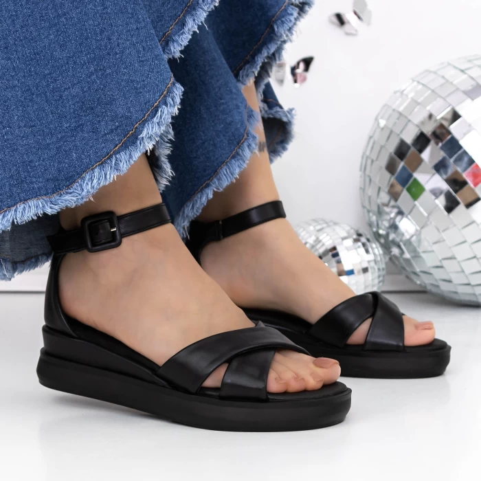 Sandale Dama cu Platforma 3GZ56 Negru » meishop.life