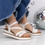 Sandale Dama cu Talpa Joasa 3GZ57 Alb » meishop.life