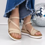 Sandale Dama cu Talpa Joasa 3GZ57 Bej » meishop.life