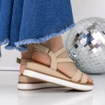 Sandale Dama cu Talpa Joasa 3GZ57 Bej » meishop.life