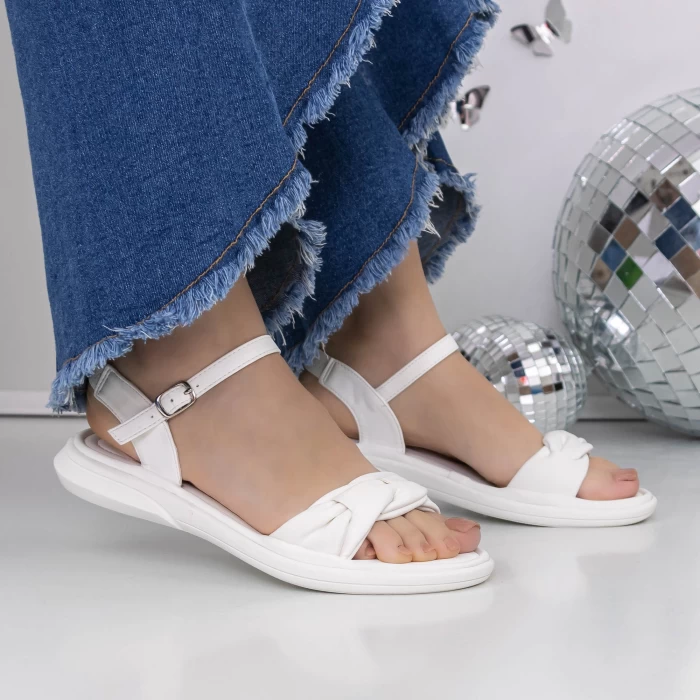 Sandale Dama cu Talpa Joasa 3GZ59 Alb » meishop.life
