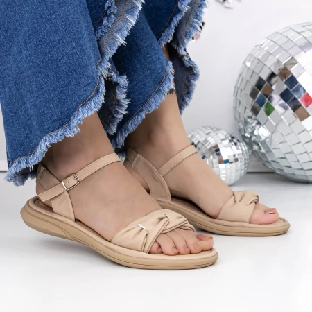 Sandale Dama cu Talpa Joasa 3GZ59 Bej » meishop.life