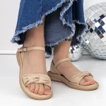 Sandale Dama cu Talpa Joasa 3GZ59 Bej » meishop.life