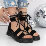 Sandale Dama cu Talpa Joasa 3HXS57 Negru » meishop.life