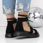 Sandale Dama cu Talpa Joasa 3HXS57 Negru » meishop.life