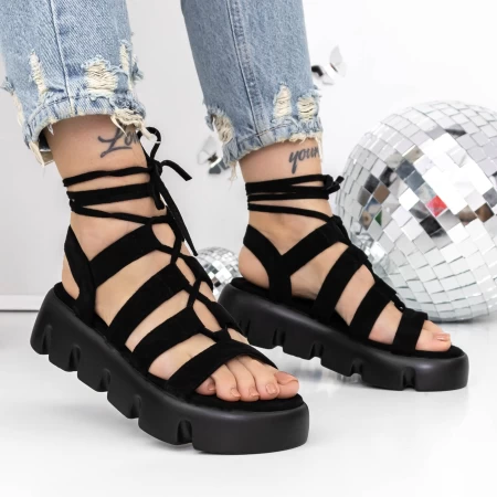 Sandale Dama cu Platforma 3HXS63 Negru » meishop.life