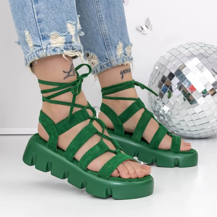 Sandale Dama cu Platforma 3HXS63 Verde » meishop.life