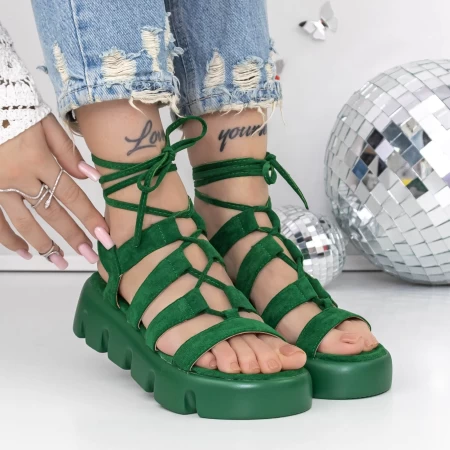 Sandale Dama cu Platforma 3HXS63 Verde » meishop.life