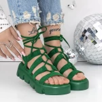 Sandale Dama cu Platforma 3HXS63 Verde » meishop.life