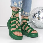 Sandale Dama cu Platforma 3HXS63 Verde » meishop.life