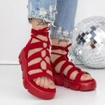Sandale Dama cu Platforma 3HXS63 Rosu » meishop.life