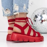 Sandale Dama cu Platforma 3HXS63 Rosu » meishop.life