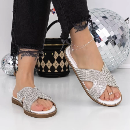 Papuci Dama cu Talpa Joasa 3PT17 Argintiu » meishop.life