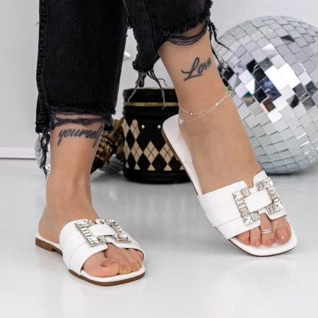 Papuci Dama cu Talpa Joasa 562-1 Alb » meishop.life
