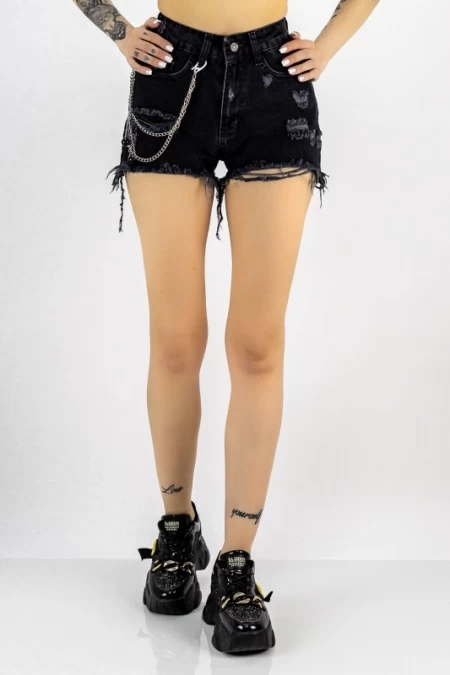 Blugi Scurti Dama SH113-2 Negru » meishop.life