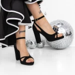 Sandale Dama cu Toc Gros si Platforma 3XKK122 Negru » meishop.life