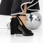 Sandale Dama cu Toc Gros si Platforma 3XKK122 Negru » meishop.life