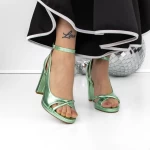 Sandale Dama cu Toc Gros si Platforma 3XKK122 Verde » meishop.life