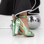 Sandale Dama cu Toc Gros si Platforma 3XKK122 Verde » meishop.life